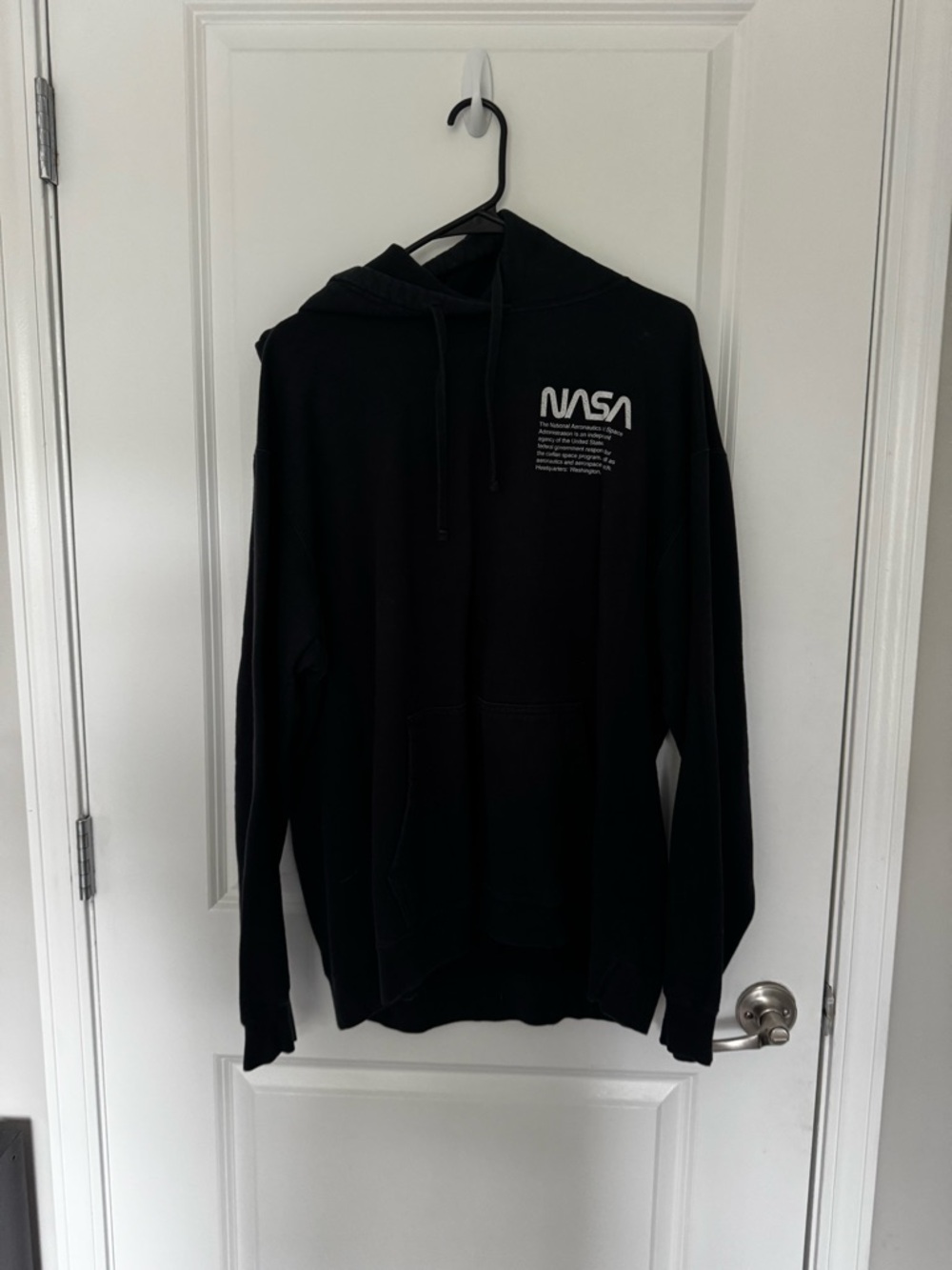 NASA Black Pullover Hoodie with Small Chest Logo
